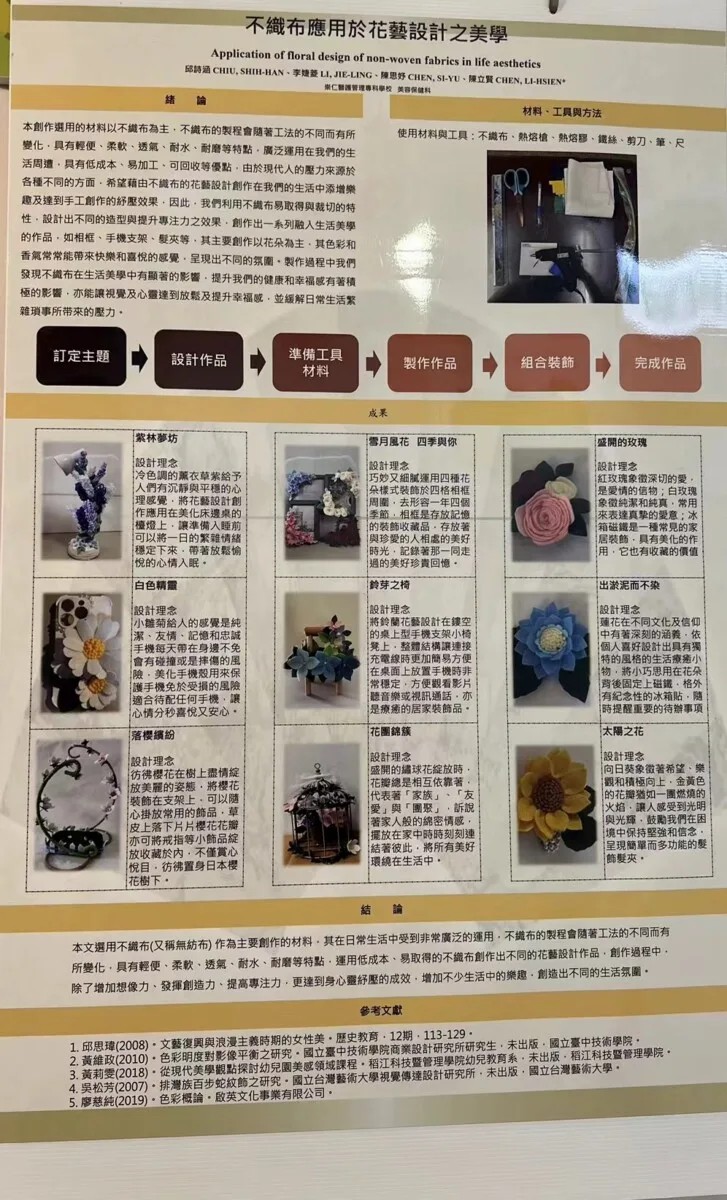 108級美保科同學以不織布應用於花藝設計之美學專題報告