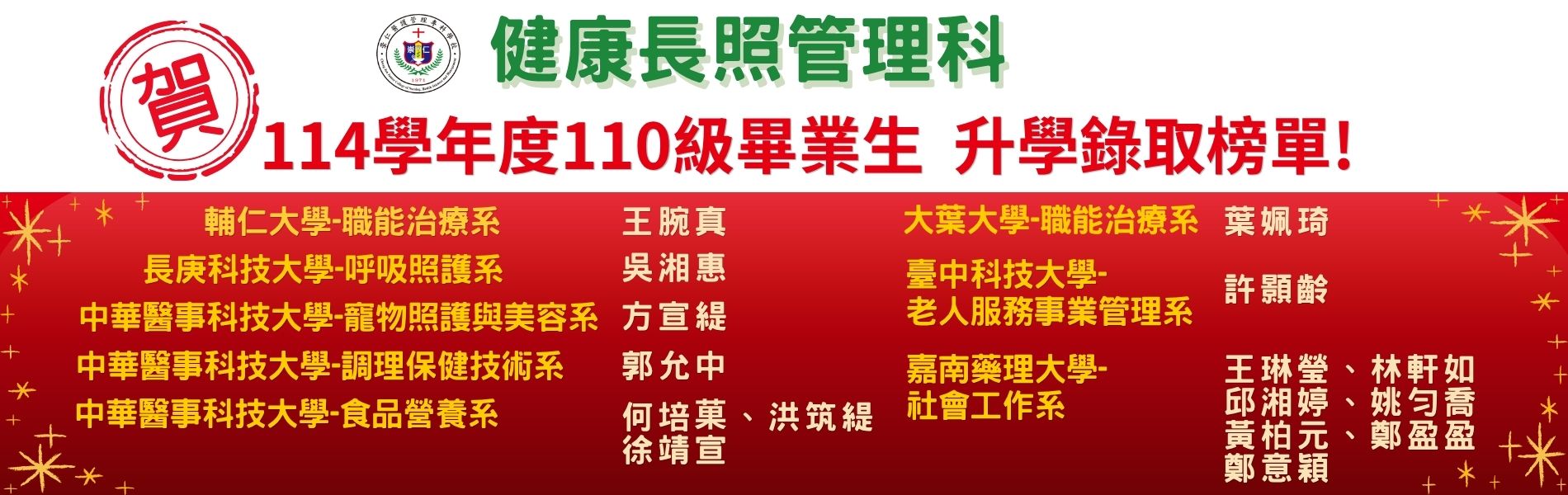 115年健長科升學錄取榜單
